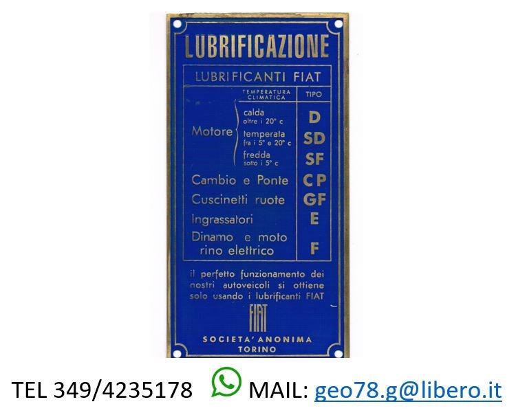 FIAT 508 Balilla plaque de lubrification LesAnciennes.com