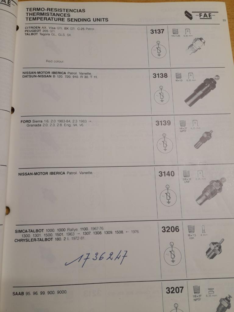 Sonde température eau Simca 1000 rallye 1100 LesAnciennes.com