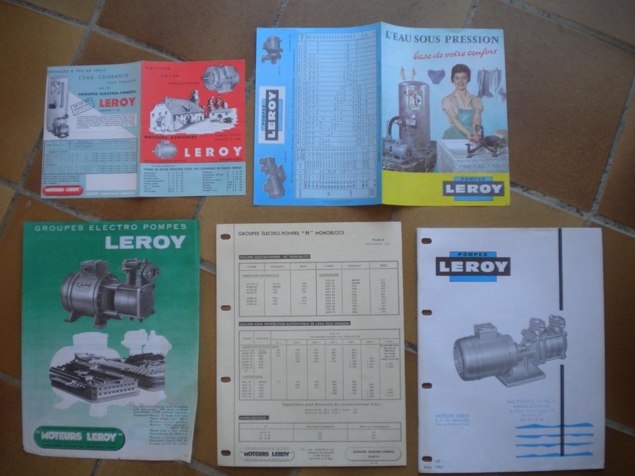 Les pompes - les moteurs LEROY documents en lot LesAnciennes.com