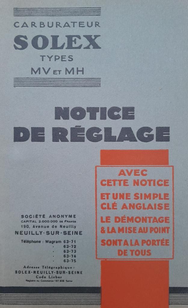 Solex Notice de réglage LesAnciennes.com
