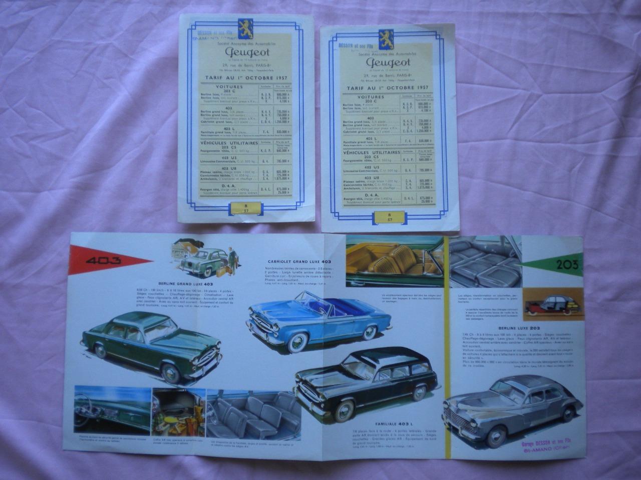 Peugeot 1957 dépliant publicitaire LesAnciennes.com
