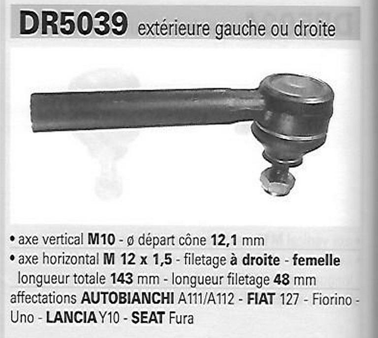 Rotule direction Autobianchi A111/112, Fiat, Lanci LesAnciennes.com
