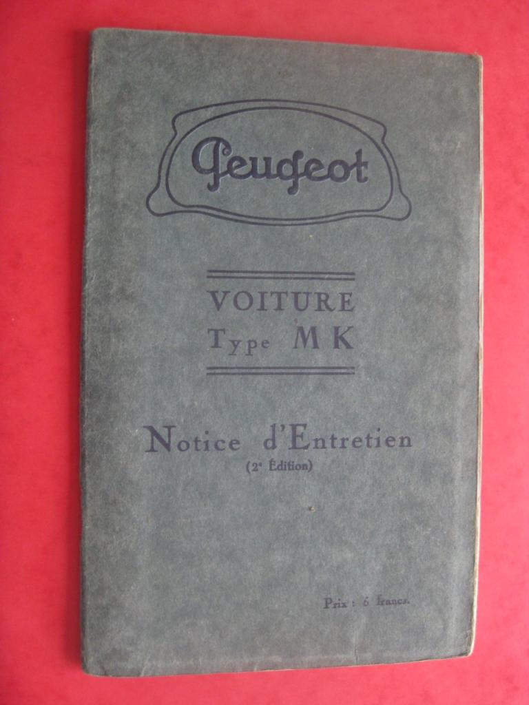 Peugeot MK, Livret entretien 30's LesAnciennes.com