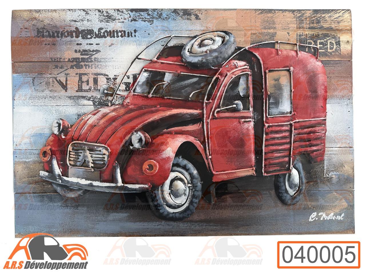Tableau métal en relief de Ctroen 2cv LesAnciennes.com