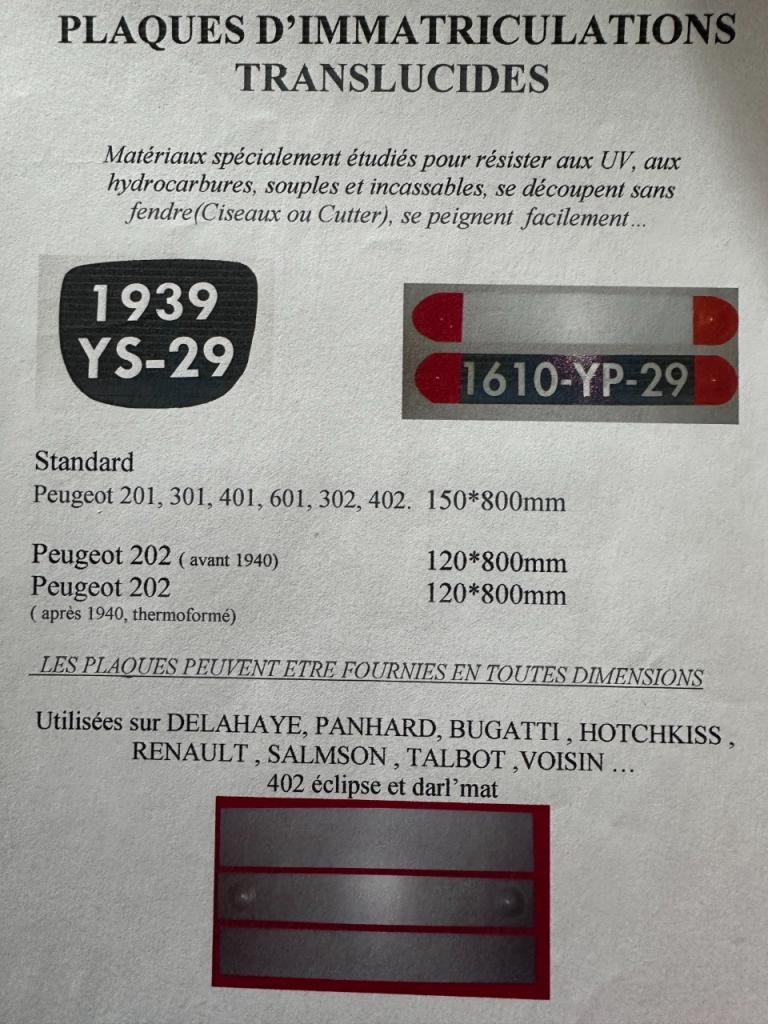 Plaque translucide 201 301 401 601 202 302 402 LesAnciennes.com