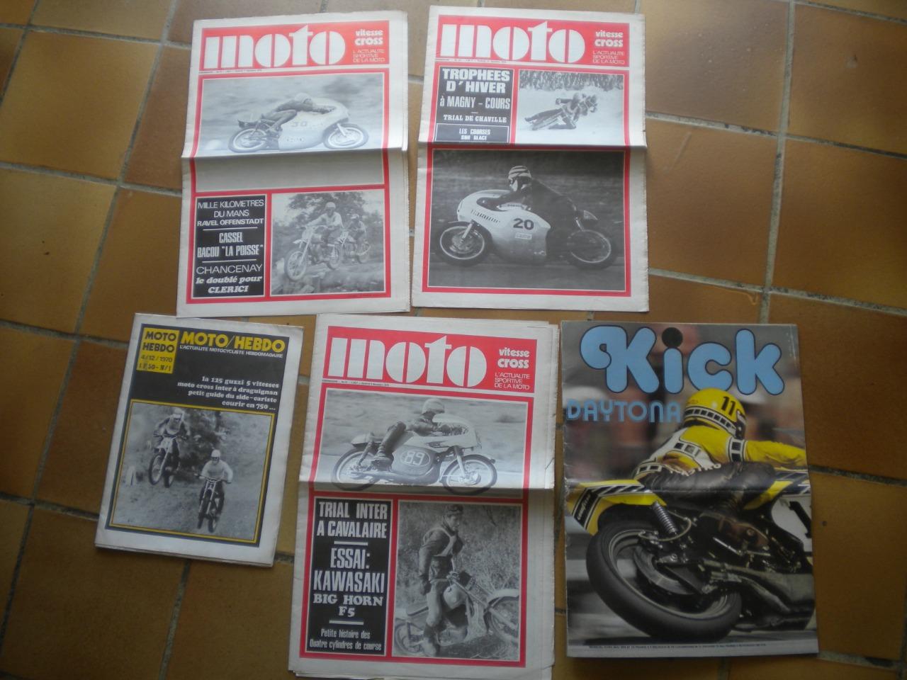 5 revues des années 70 , moto , hebdo , kick LesAnciennes.com