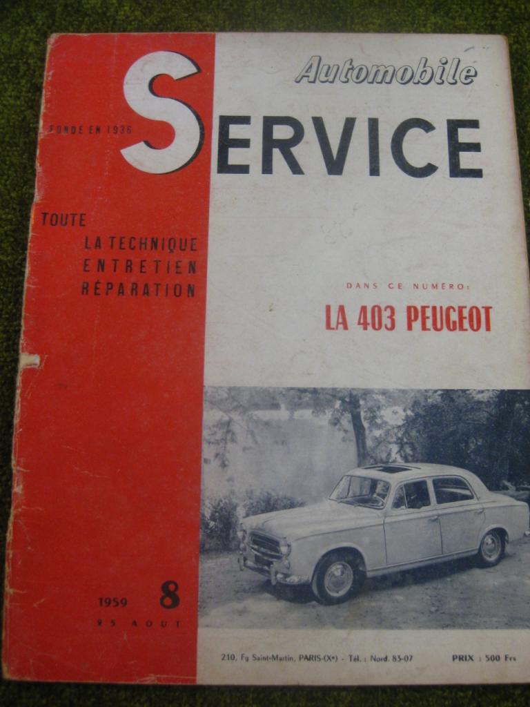 Peugeot 403; Service N°8 de 1959 LesAnciennes.com