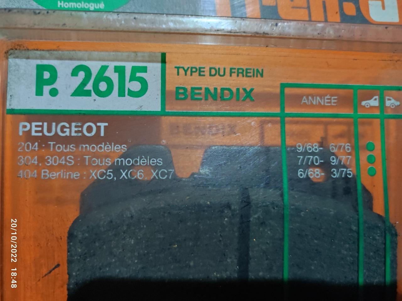 Plaquette de freins PEUGEOT 404 LesAnciennes.com