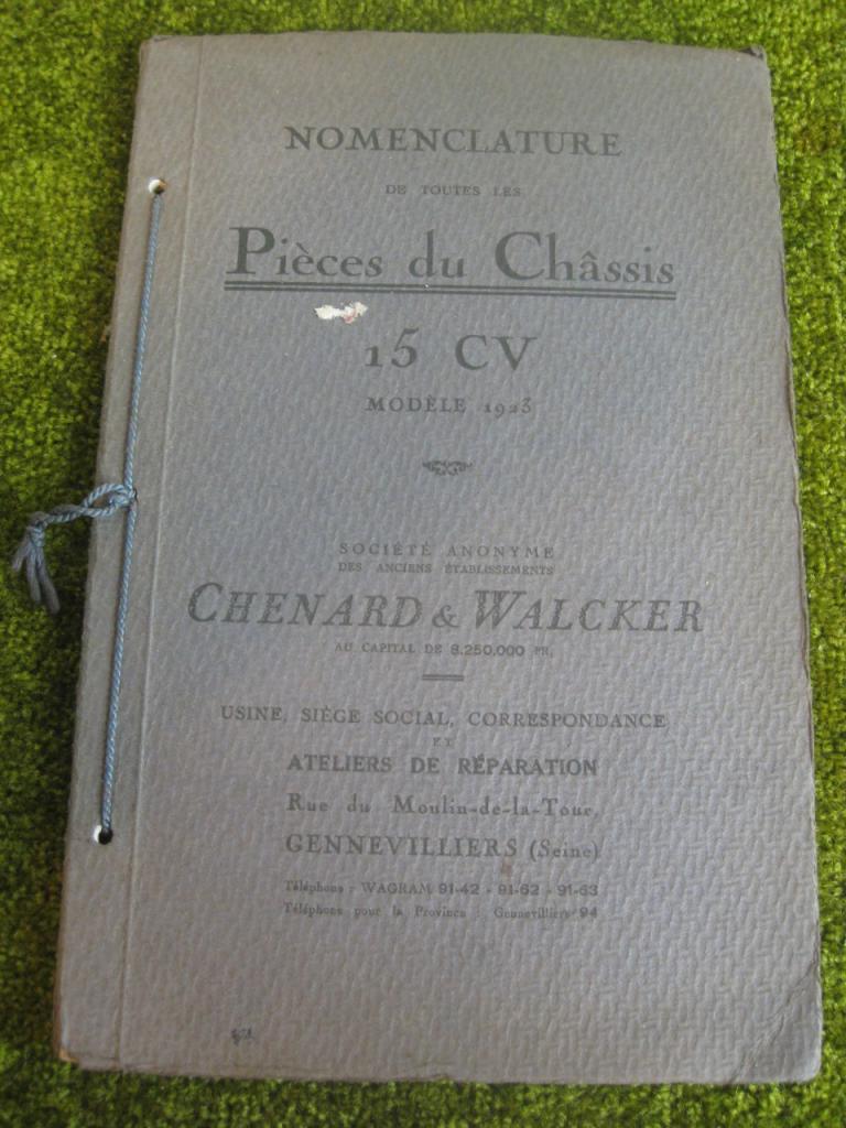 Chenard Walcker. Pièces détachées 15 cv 1923 LesAnciennes.com
