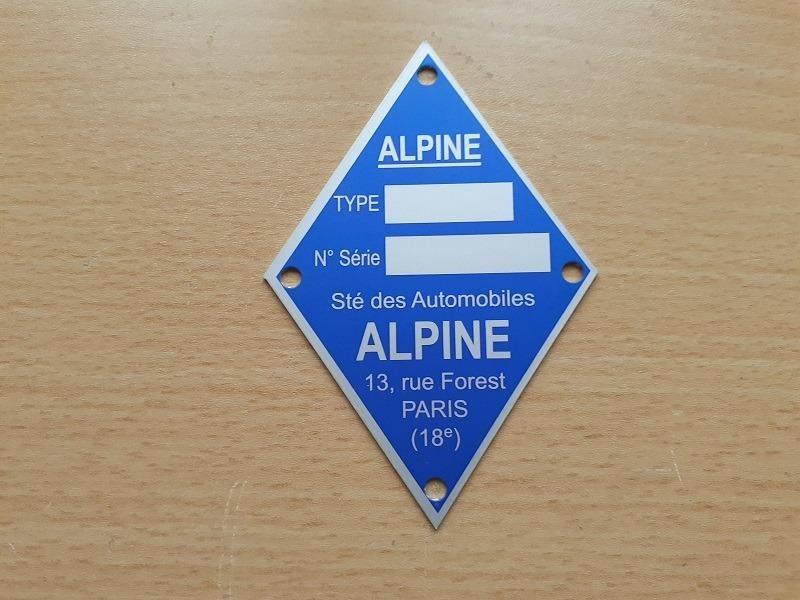 Plaque de châssis ALPINE RENAULT A110 LesAnciennes.com