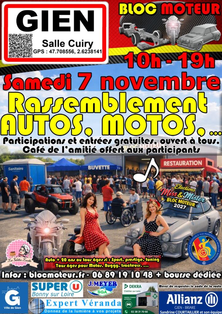 Samedi 7 novembre, RASSEMBLEMENT (autos, motos, buggy, …) - Gien LesAnciennes.com