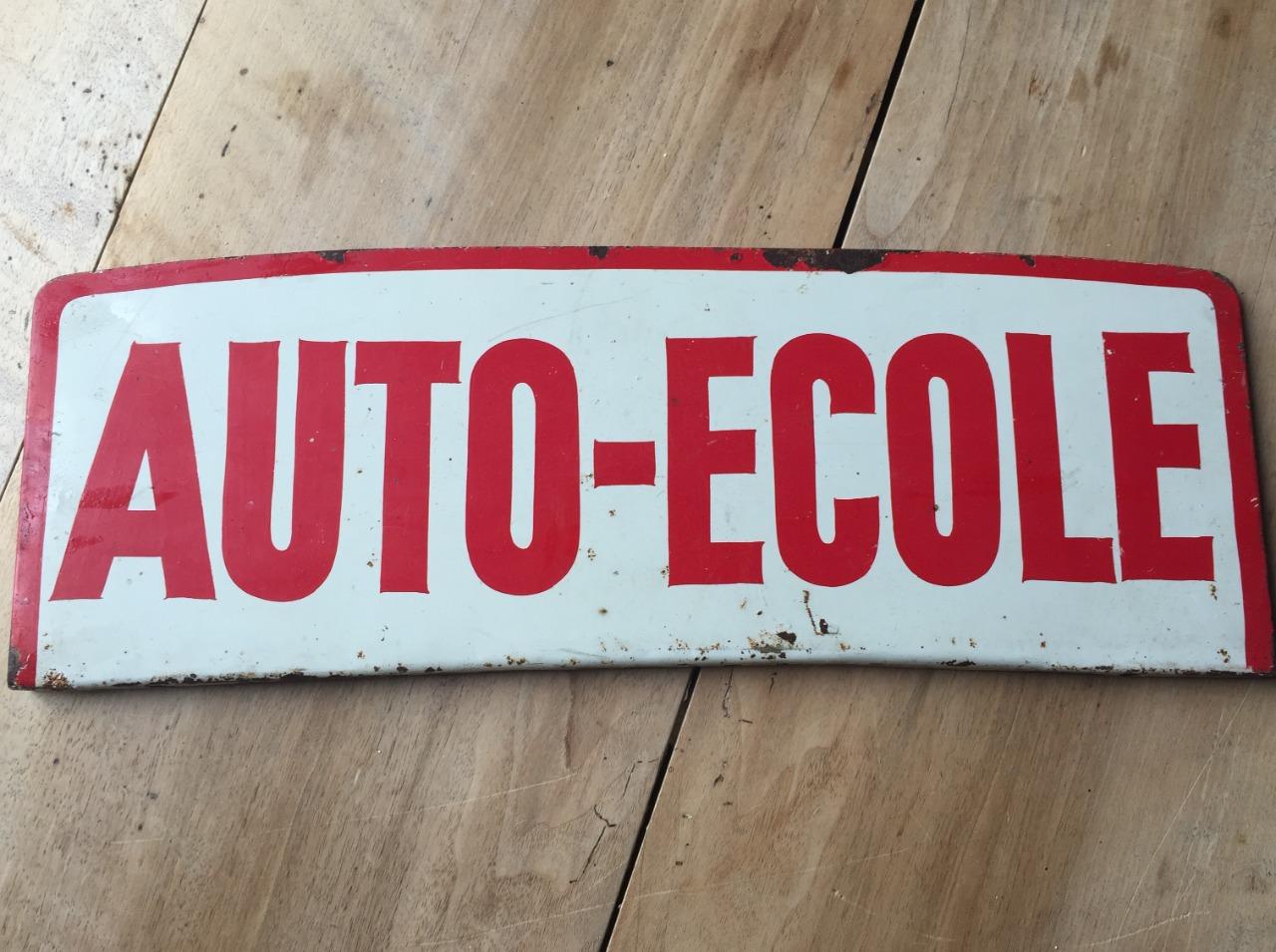 Plaque de toit émaillée auto-école LesAnciennes.com