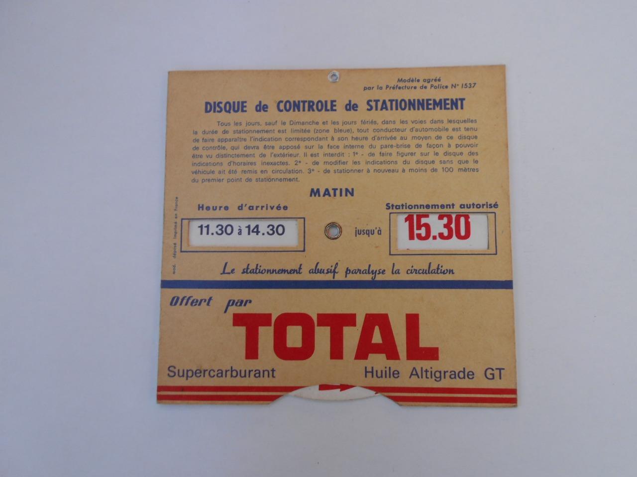 DISQUE de CONTROLE de STATIONNEMENT TOTAL LesAnciennes.com