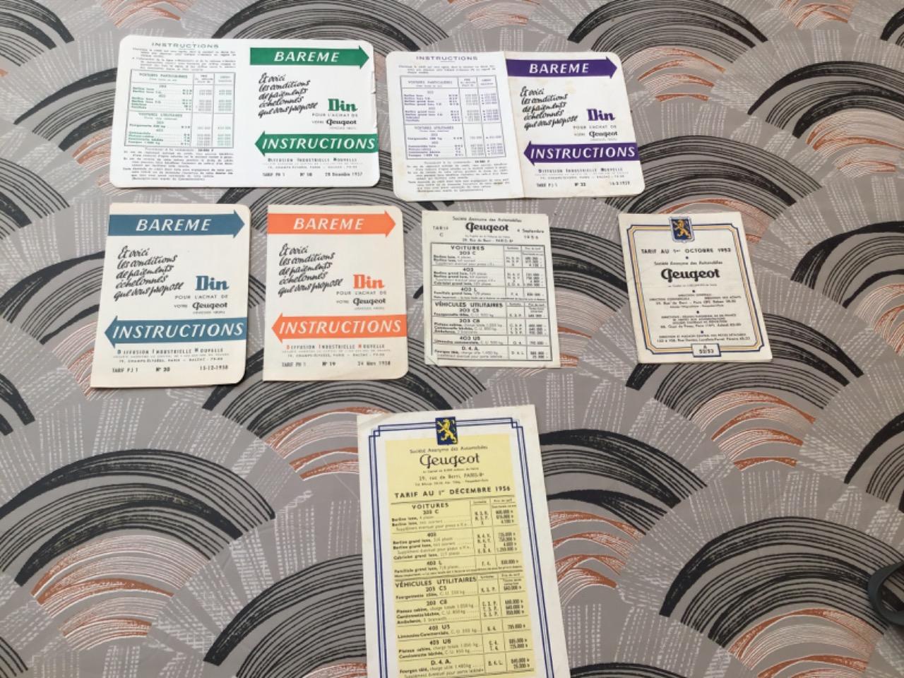 BARÈME TARIFS PEUGEOT 203 et 403 LesAnciennes.com