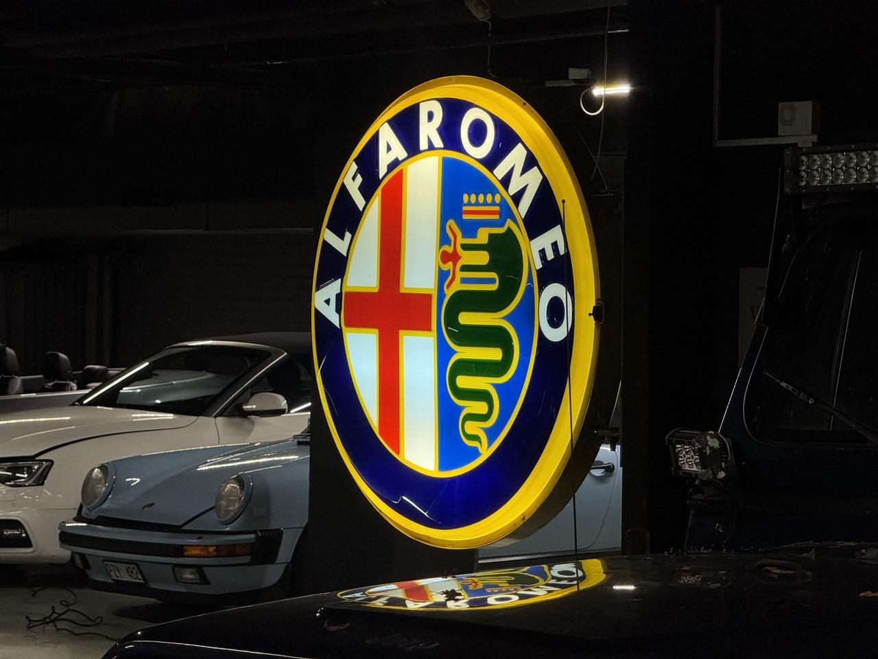 Alfa Romeo large illuminated dealer sign LesAnciennes.com