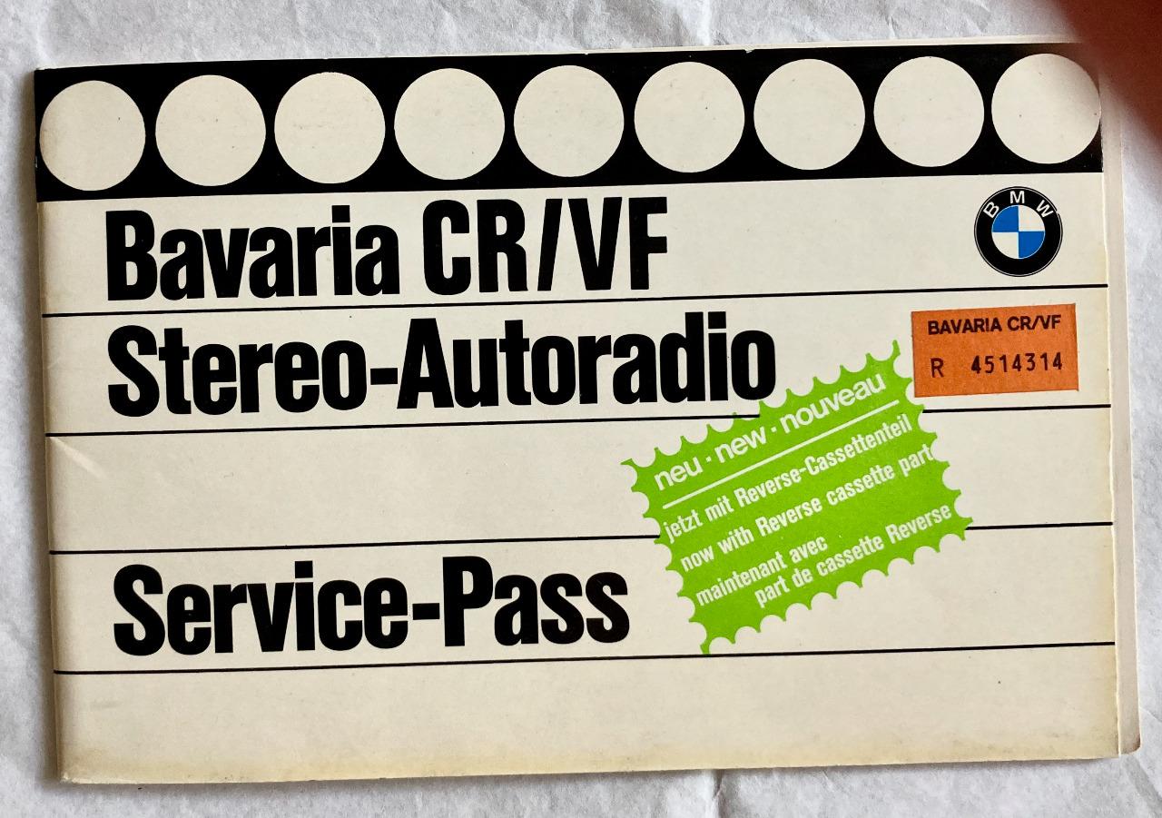 CARNET-SERVICE PASS BAVARIA STEREO CR/VF LesAnciennes.com
