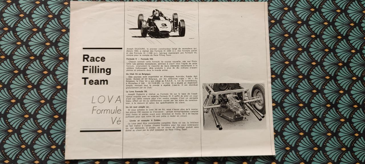 Feuille publicitaire Formule Lova Vé VW LesAnciennes.com