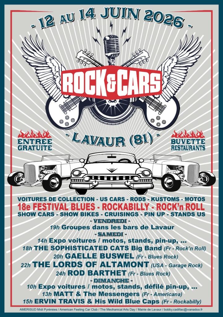 Festival  ROCK’&’CARS à Lavaur (81) du 12 au 14 juin 2026 LesAnciennes.com