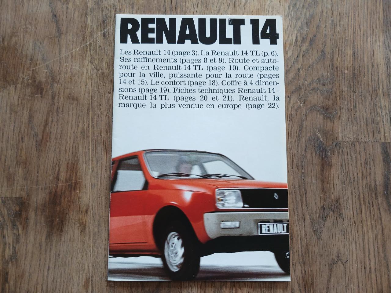 Catalogue gamme RENAULT 14 (R14) 1978 LesAnciennes.com