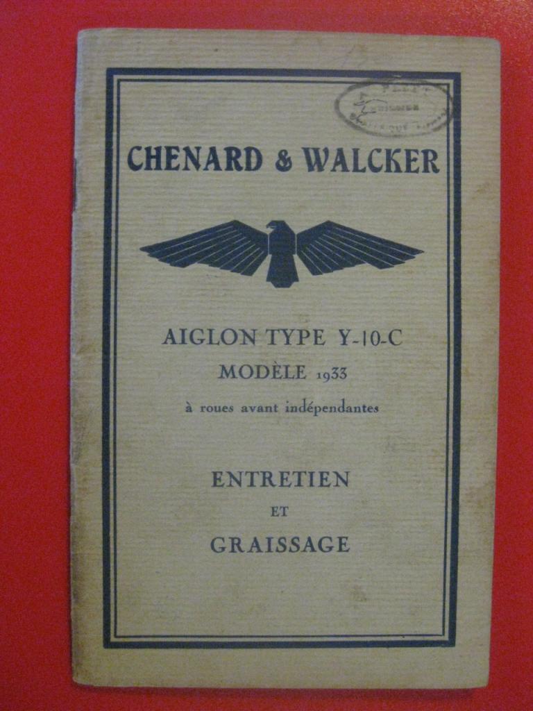 Notice d'entretien Chenard Aiglon type Y 1933 LesAnciennes.com