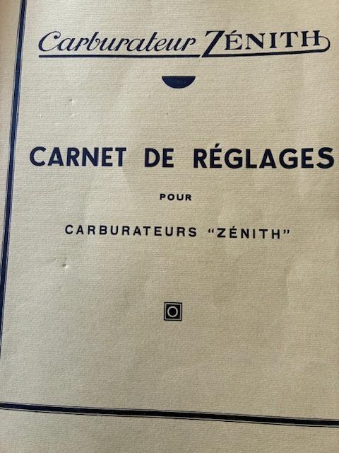 Carnet de réglages Carburateurs ZENITH LesAnciennes.com