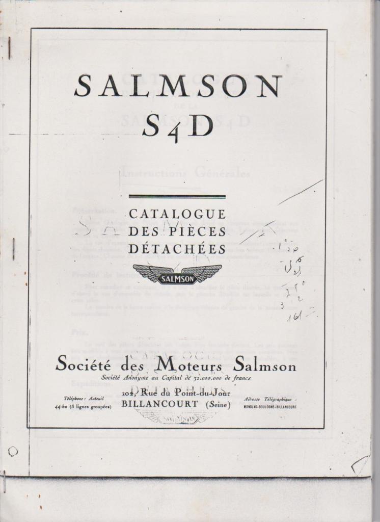 SALMSON S 4 D catalogue pièces détachées LesAnciennes.com