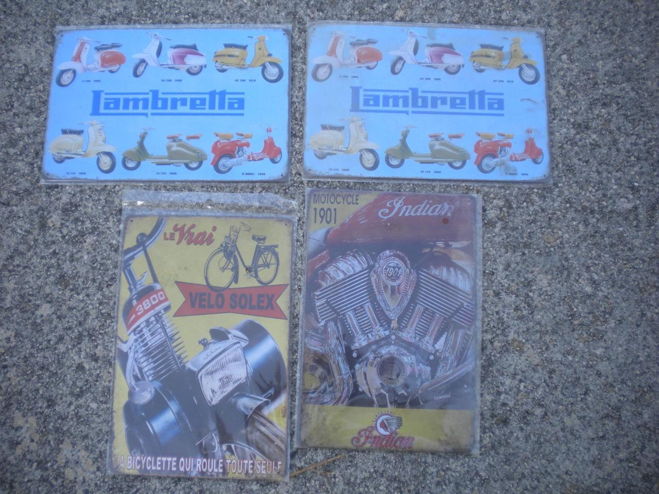 4 plaques publicitaire indian lambretta LesAnciennes.com