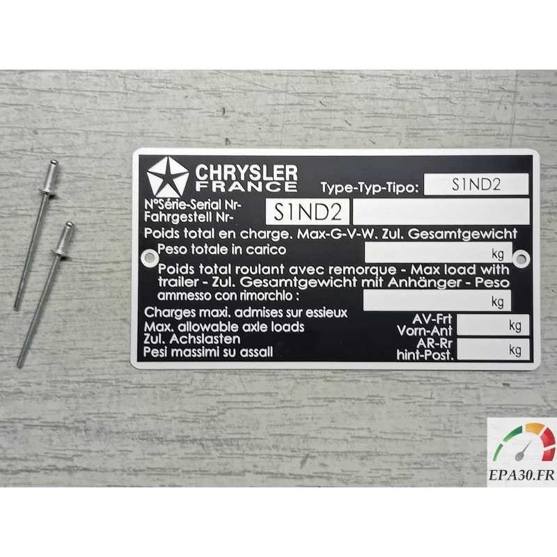 S1ND2 PLAQUE TYPE MINE VIERGE SIMCA 1000 RALLYE 3 LesAnciennes.com