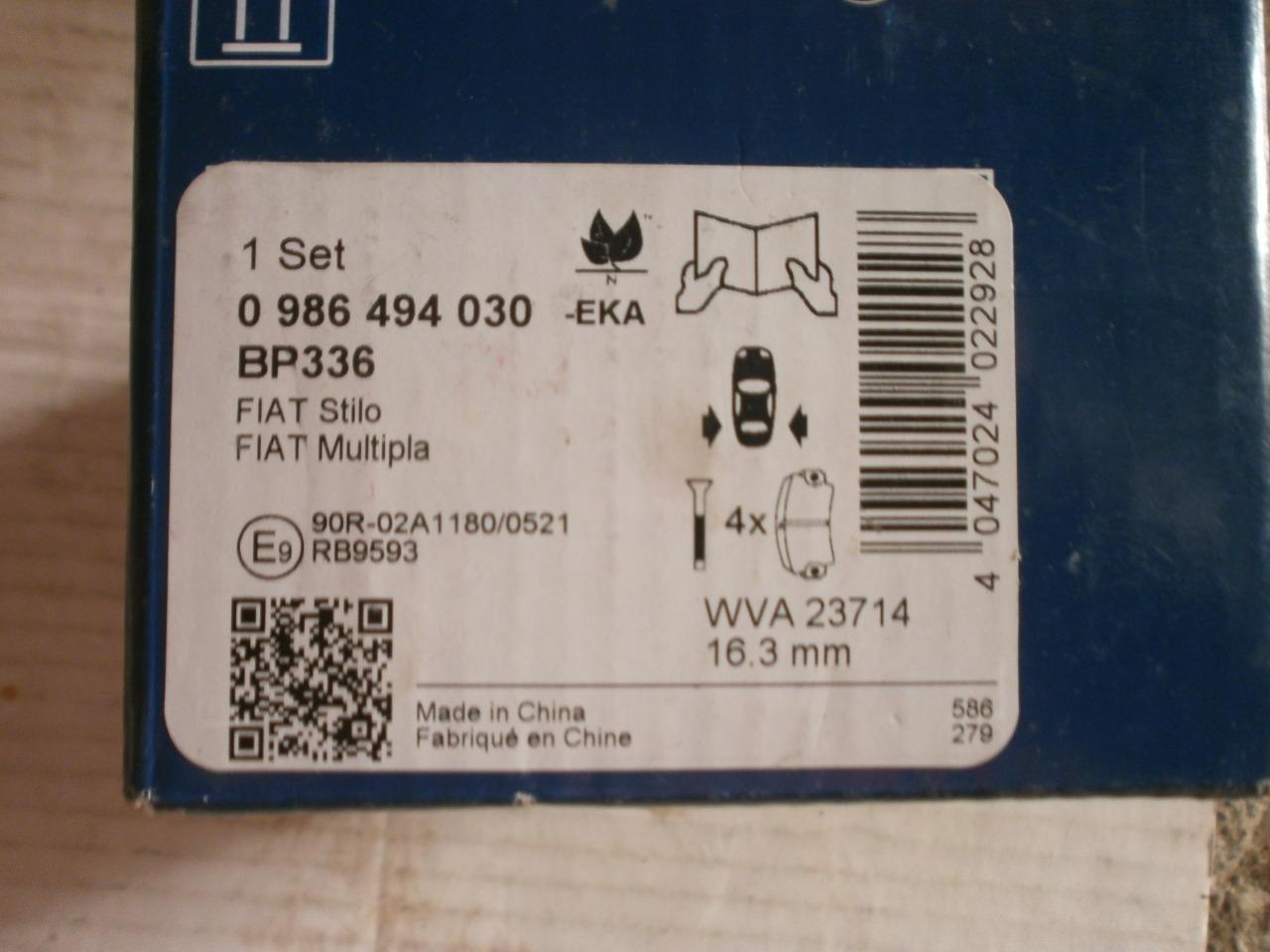 Plaquettes FIAT FIAT STILO / MULTIPLA LesAnciennes.com