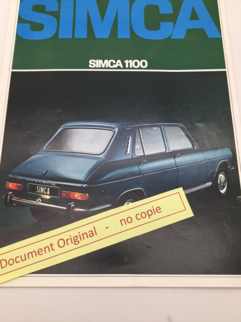 Plaquette publicitaire Simca 1100 LesAnciennes.com