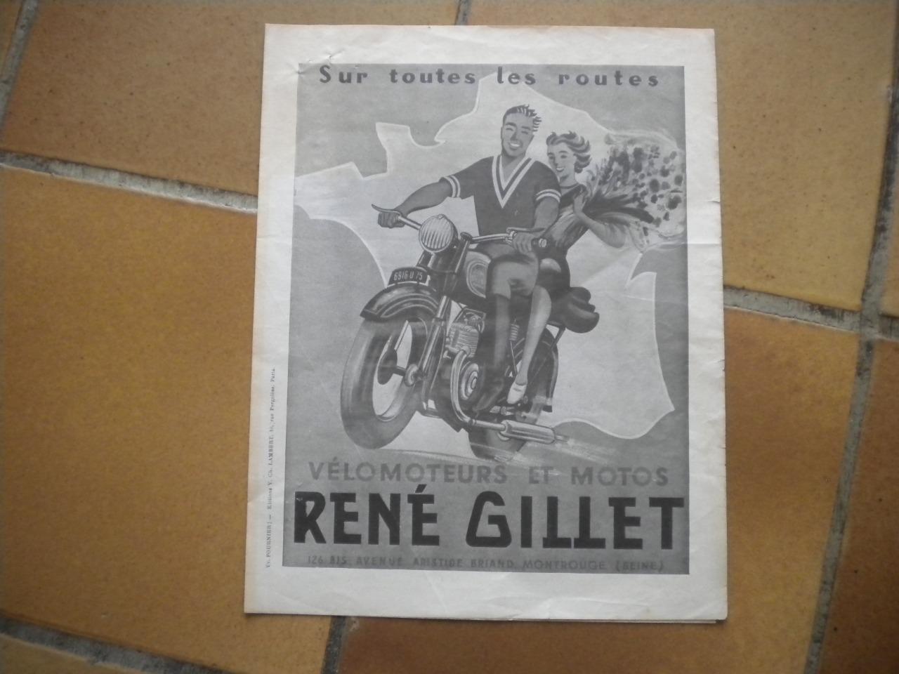 René Gillet 125 - 250 - 4 vitesses publicité LesAnciennes.com