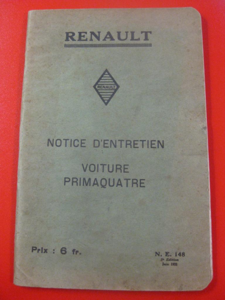 Notice entretien Renault Primaquatre de 1931 LesAnciennes.com