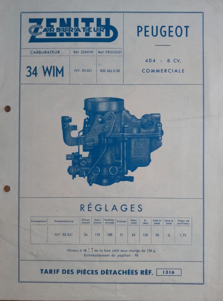 Peugeot 404 8cv carburateur Zenith LesAnciennes.com