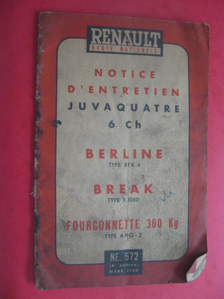 Renault Juvaquatre livret entretien 1950 LesAnciennes.com