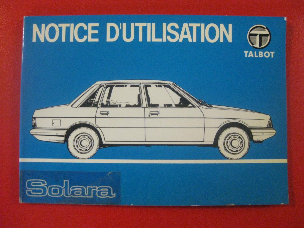 Livret entretien Talbot Solara LesAnciennes.com