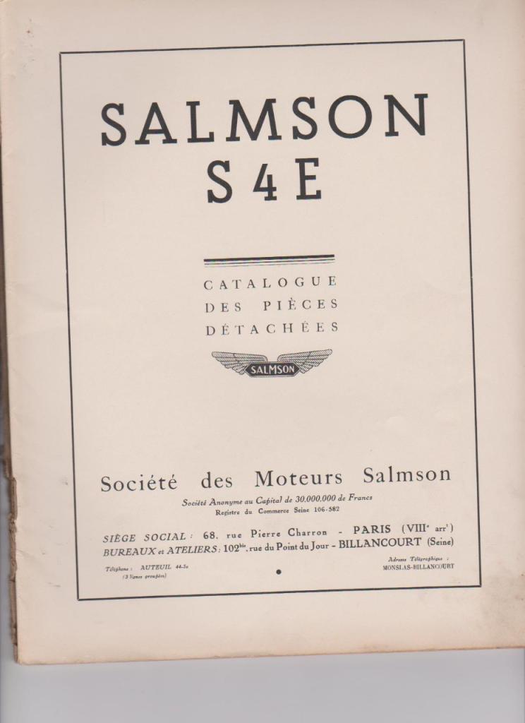 Salmson S 4 E cataloque pièces LesAnciennes.com