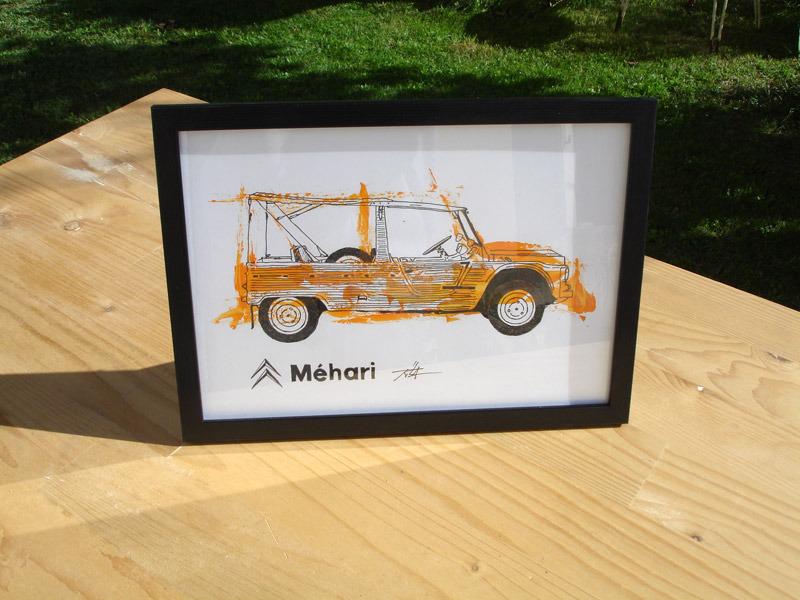 Citroën Méhari avec toit croquis encre LesAnciennes.com