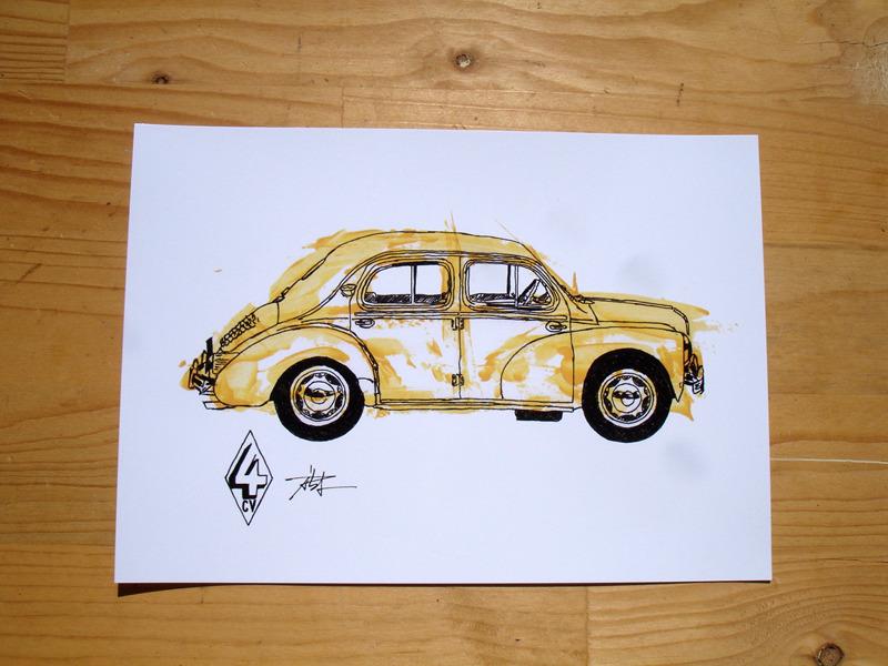 Renault 4cv impression numérique LesAnciennes.com