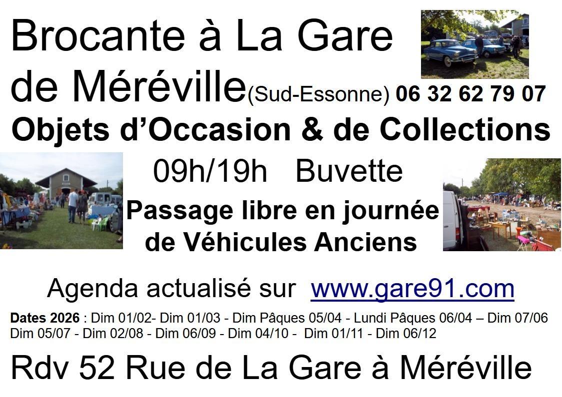 Brocante Occasion-Collection et Passage Libre de Véhicules Anciens à La Gare de Méréville LesAnciennes.com