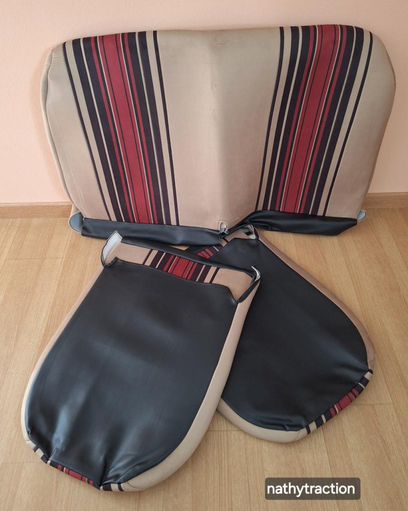 Jeu de ganritures sièges et banquette 2CV rayé LesAnciennes.com