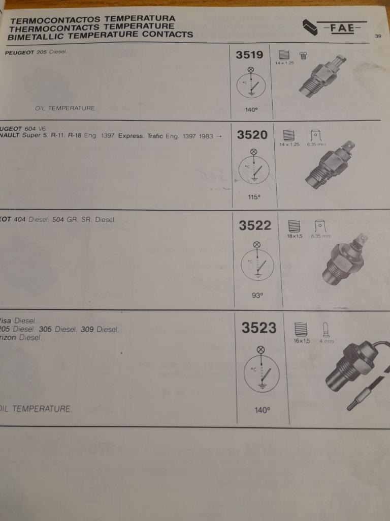 Sonde de température d'huile Peugeot 205 Diesel LesAnciennes.com